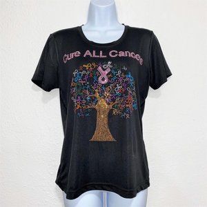 Cure All Cancers Sequined T-Shirt Black Size M